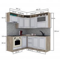 Bucatarie de Colt LEEA ART CORNER FRONT MDF OLDER 160-180 ST. K002 / decor 266